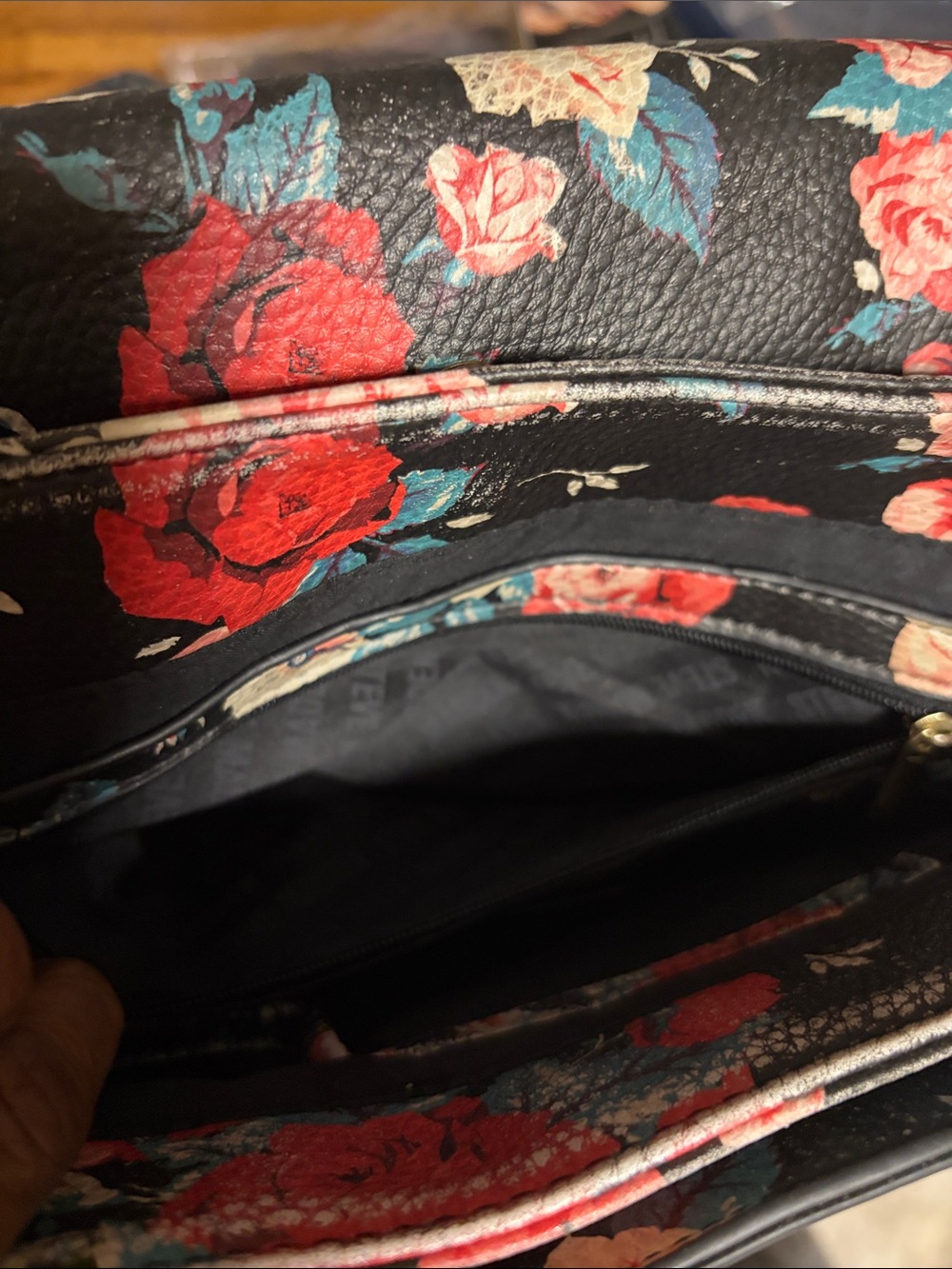 Steve Madden Black Floral Crossbody with Tassel GUC. Call-out- Rubbing - Picture 8 of 13